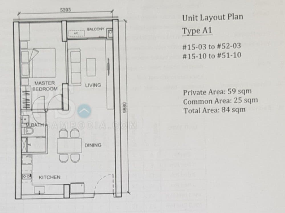 25th Floor-1 Bedroom Resell at The Peak, Phnom Penhの部屋