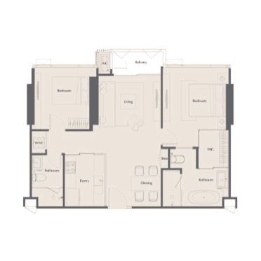 The Bangkok Thonglorの2Bの間取り