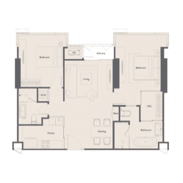 The Bangkok Thonglorの2C1の間取り