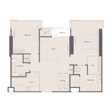 The Bangkok Thonglorの2C2の間取り