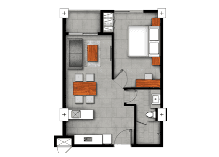 Urban Village IIの1 bedroomの間取り