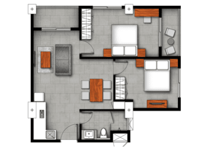 Urban Village IIの2 bedroomの間取り