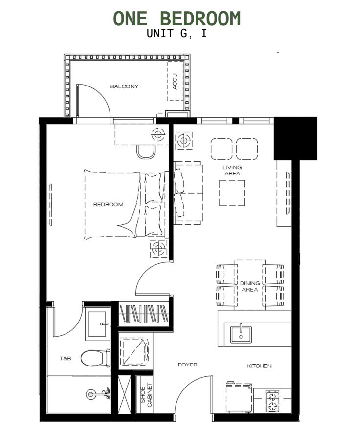 The Grand Midori Ortigas Tower 2の1bedの間取り