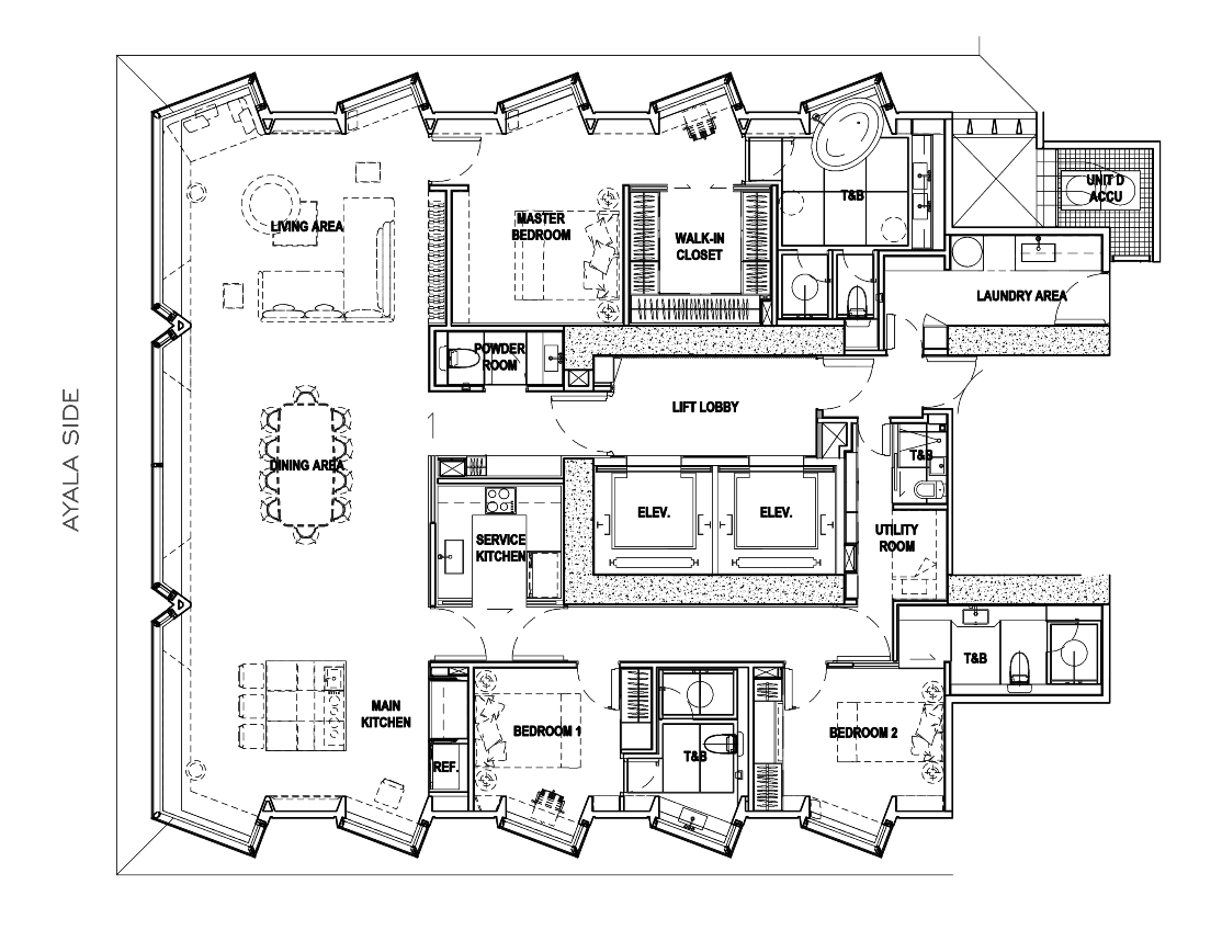 The Estate Makatiの3bedの間取り