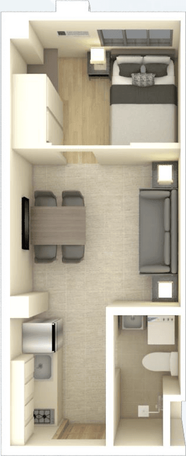 Calm Residencesの1 BEDROOM UNITの間取り
