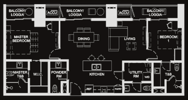 Le Pont Residences 2の2 BEDROOM UNIT の間取り