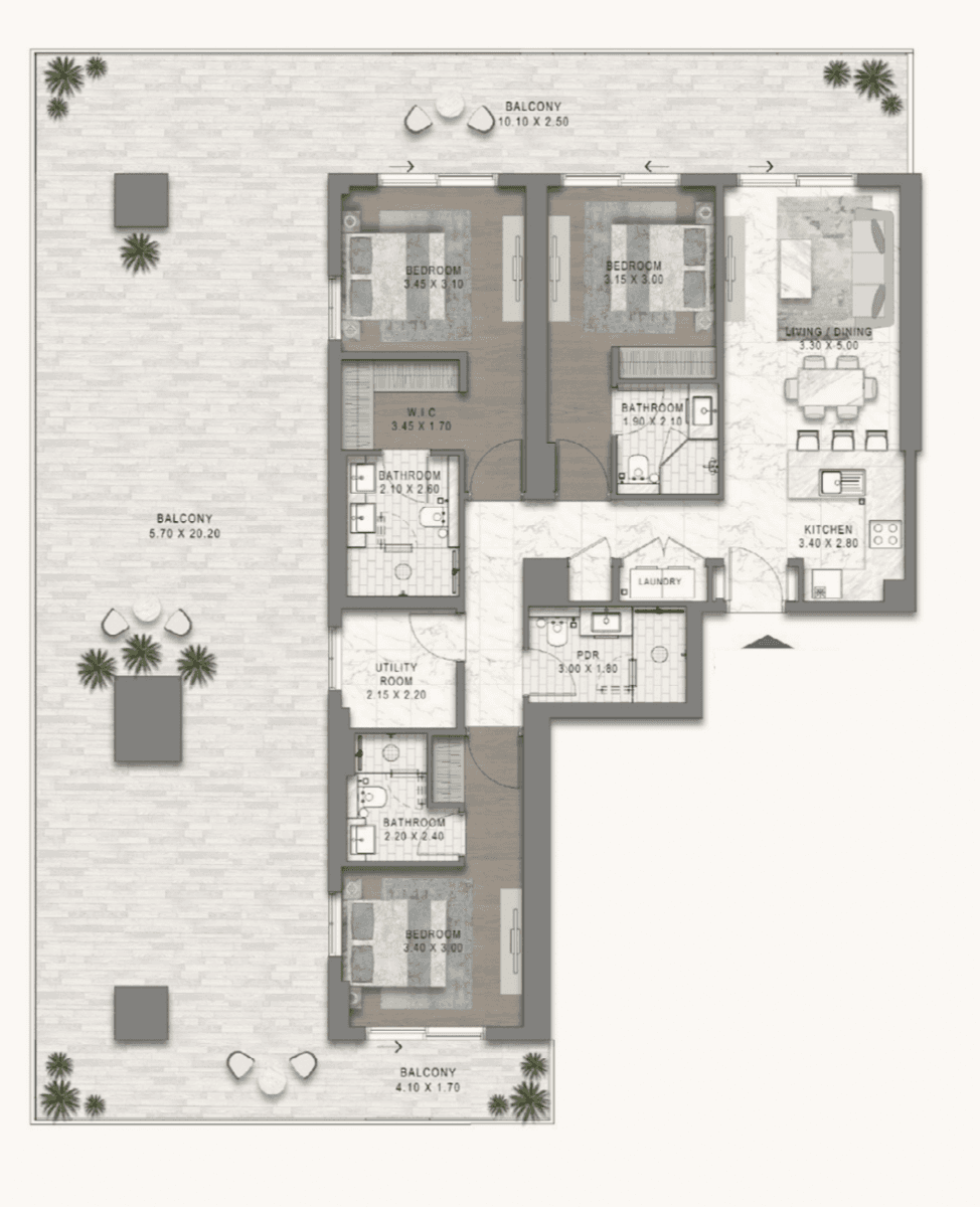 Chelsea Residences の3 Bedroomの間取り