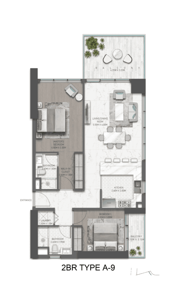 Golf Greensの2 Bedroomの間取り