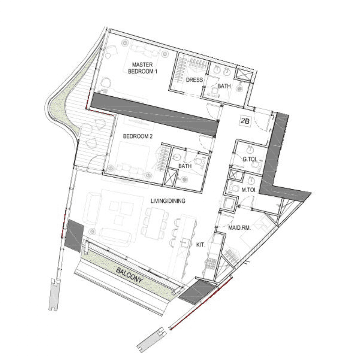 SAFA ONEの2 Bedroomの間取り