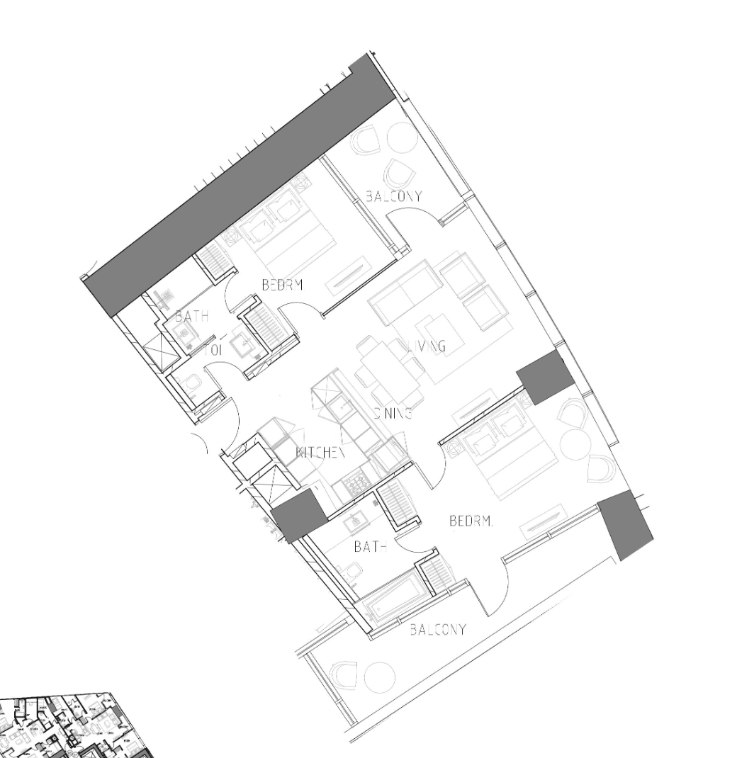 SAFA TWO Tower Bの2 Bedroomの間取り