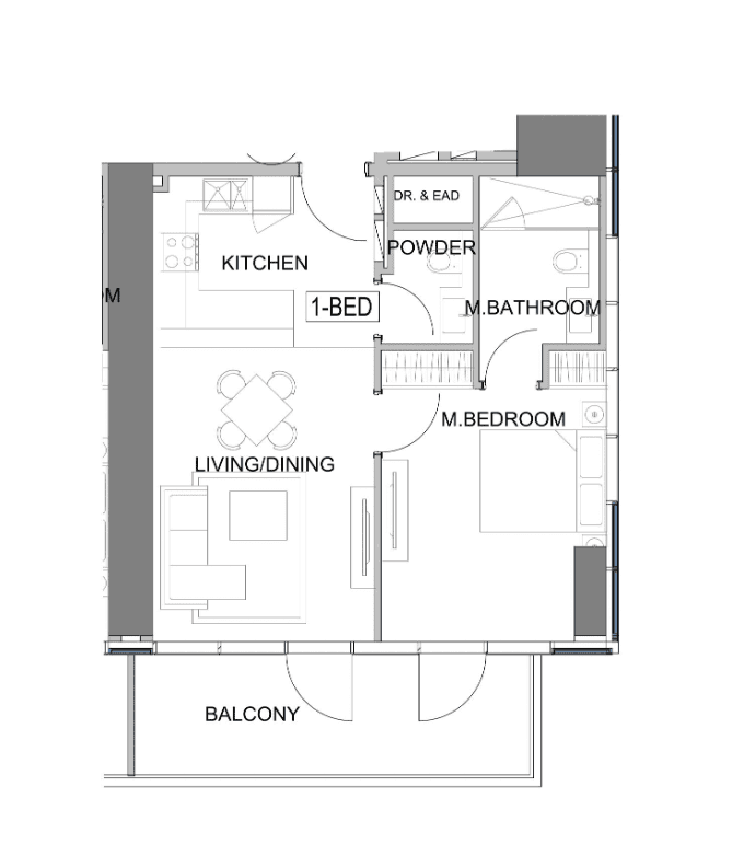 SAFA GATEの1 Bedroomの間取り