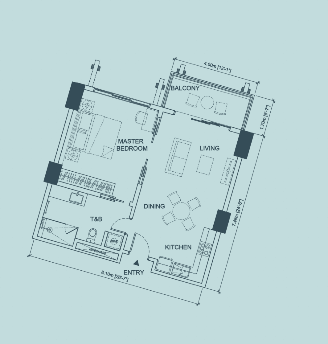 Aruga resort and residenceの1 Bedroomの間取り