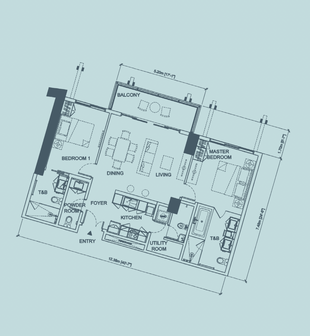 Aruga resort and residenceの2 Bedroomの間取り