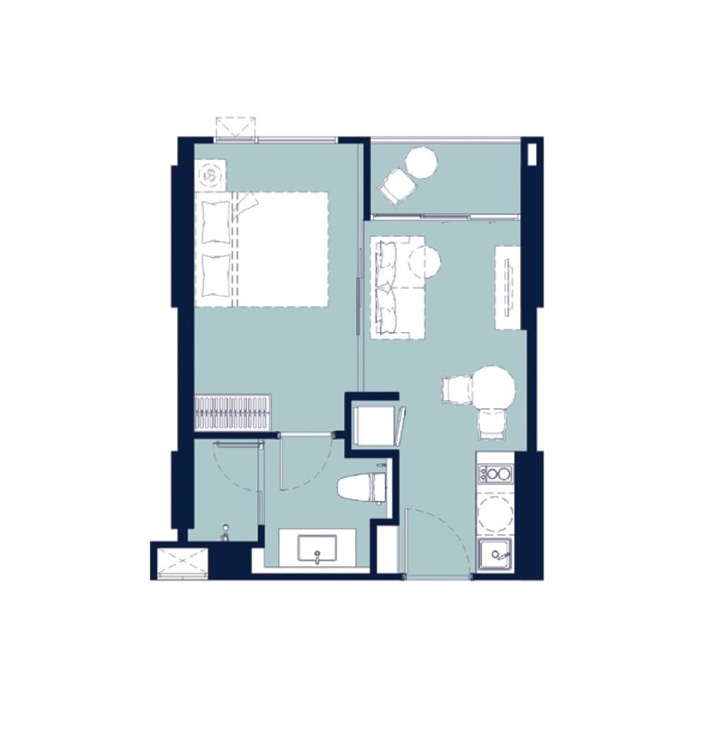Aquarous Jomtien Pattayaの1 Bedroomの間取り