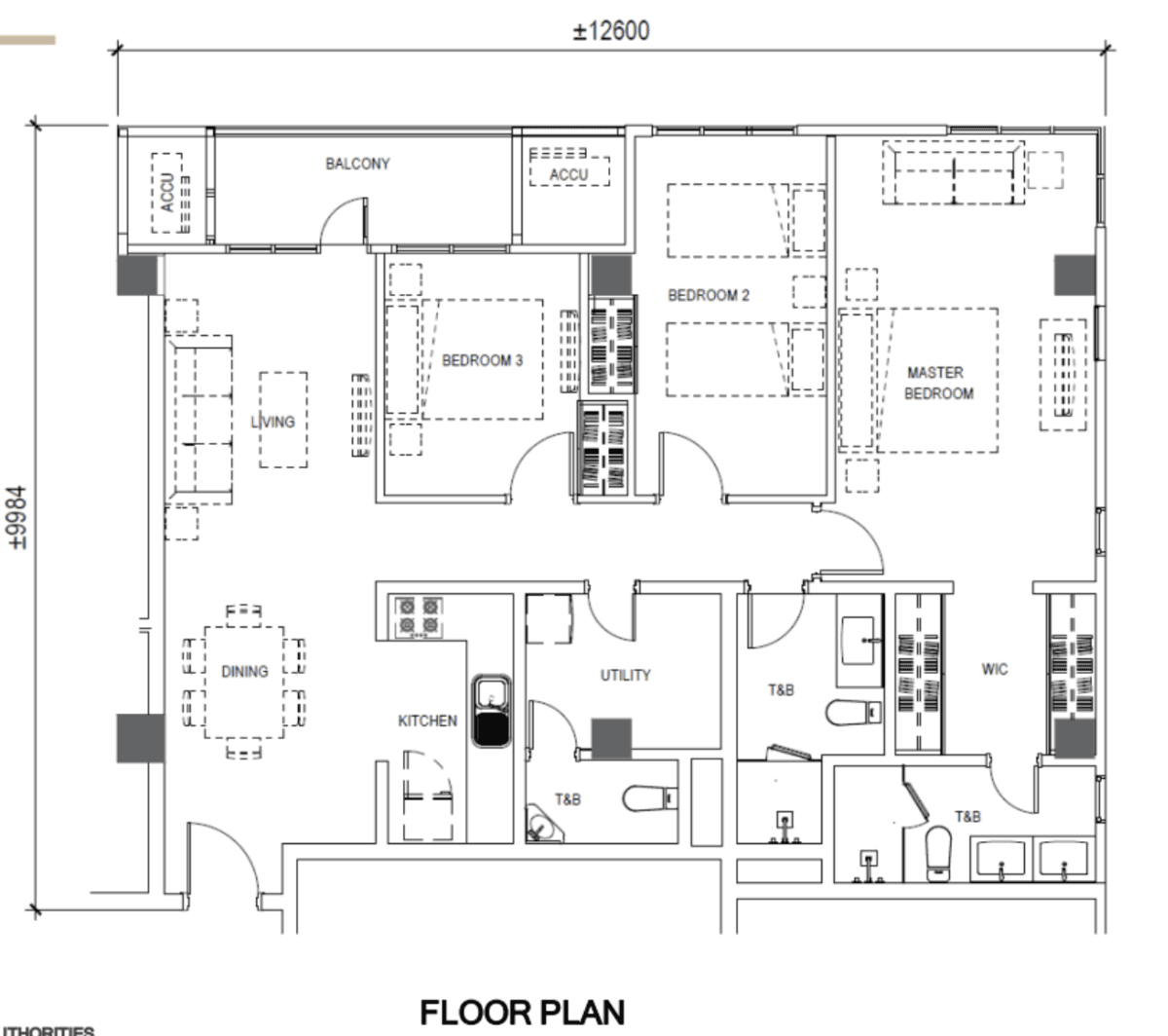 Marco Polo Residenceの3 Bedroomの間取り