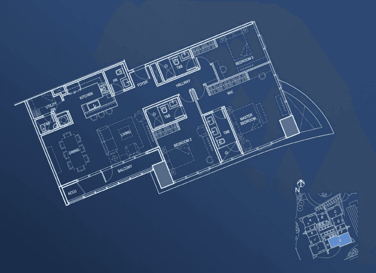 IPI Center Done Rockwellの3 Bedroomの間取り