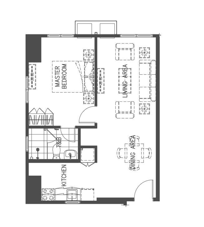 Alveo Solinea Cebuの1 Bedroomの間取り