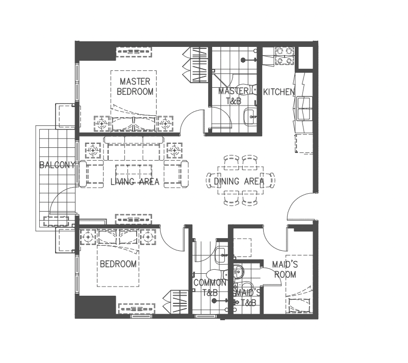 Alveo Solinea Cebuの2 Bedroomの間取り