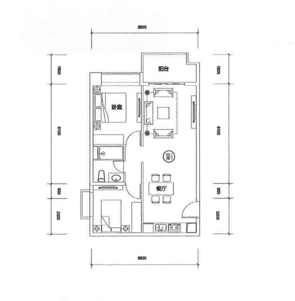 【Resale:3A1-4301】YUETAI PHNOMPENH HARBOURの1BR +1の間取り
