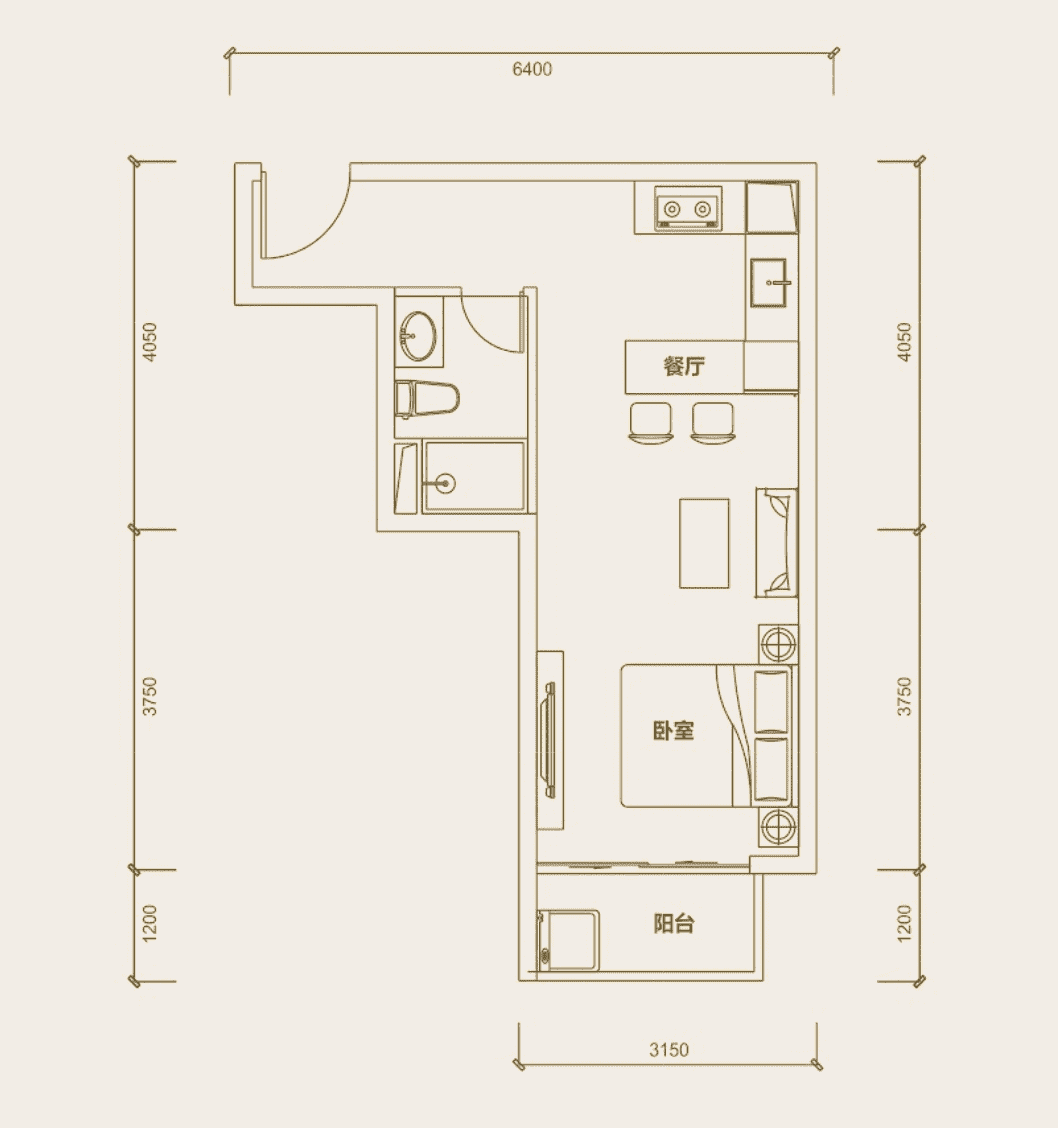 Yuetai Phnom Penh Harbourの3A1-0706の間取り